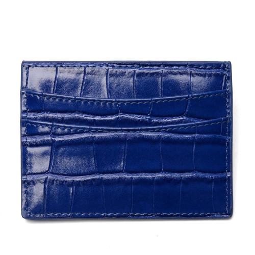 Blue Alligator Leather Slim Credit Card Holder