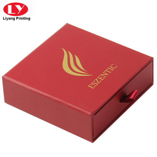 Caja de anillo de joyería de lujo personalizada en rojo chino