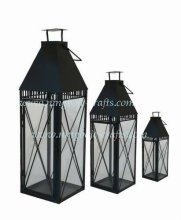 Metal candle lanterns with transprent glass