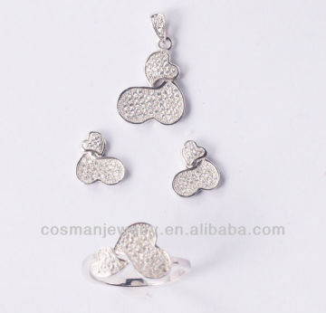 wholesale costume silver jewelry set with CZ stones