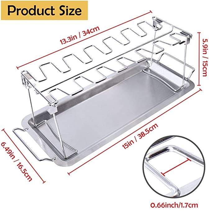 Grilled chicken leg wing rack with drip pan