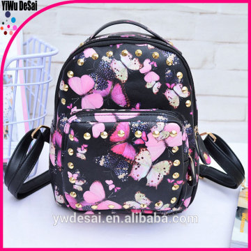 Retro classic printing backpack rivet backpack customer bag women