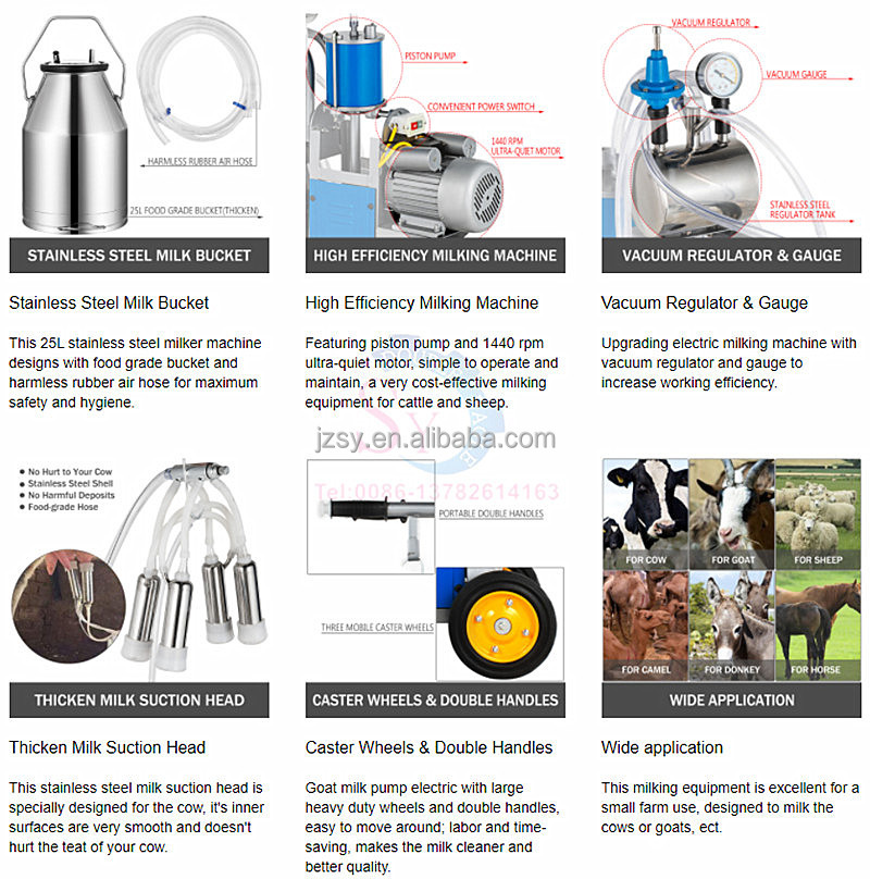 Wholesale Price Vacuum Double barrel Cow Milking Machine 50L Milk Extruding Machine For 4 Goat