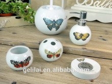 Hot Selling Ceramic Butterfly Bathroom Set