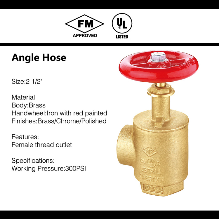 2 1/2" Brass Angle Hose Valve  female thread outlet fire protection