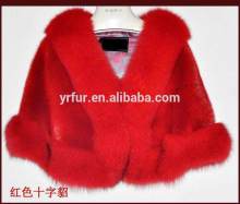 YR254 Fashion Design Fox Collar Free Size Mink Fur Poncho