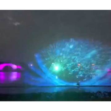 Outdoor laser water film show