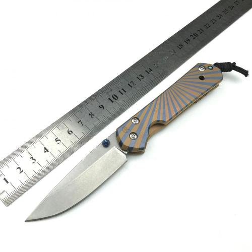 7Cr17MoV Titanium Handle Folding Blade Knife