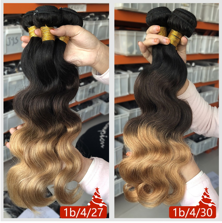 2019 Best Selling Ombre 3 Tones 1b 4 24 30 Color Body Wave Brazilian Human Hair Weave Bundles With Closure, Online Sale  Hair