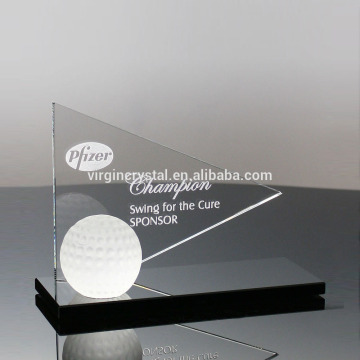 Glass crystal golf flag awards with black base for golf awards souvenirs