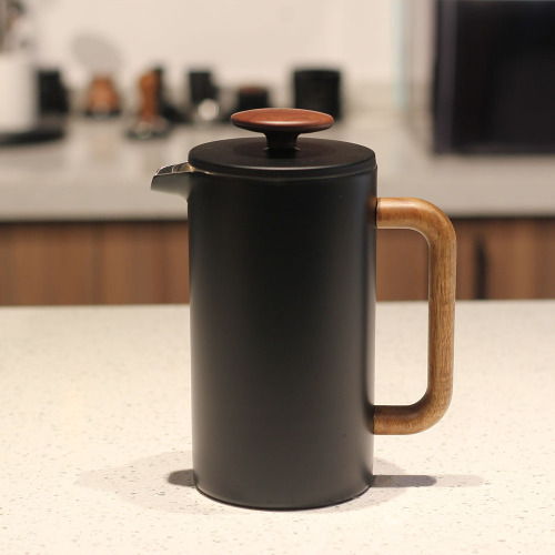 Black painting coffee french press with wood handle