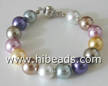 shell pearl bracelets with 925 sterling silver clamp SPB0010