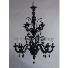 12 arms black Calais Glass Chandelier