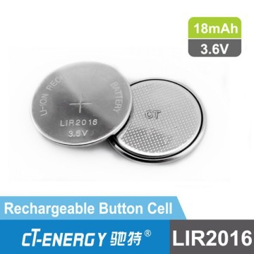 lir2016 3.6v li ion button battery for rechargeable batteries