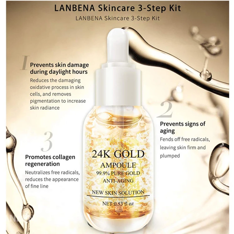 24K Gold Collagen Ampoule Lifting Serum for Moisturizing Firming Flexible