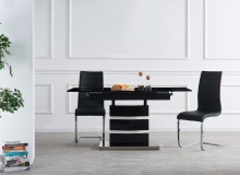 Elegant Luxury Gloss Black Extendable Dining Table