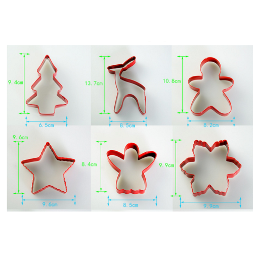 Color Coated Christmas Cookie Cutter Set 6pcs