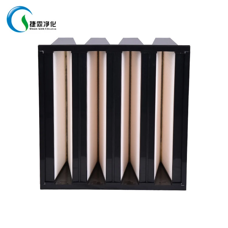 High Efficiency Ventilation System Plastic Frame V Bank Air Filter