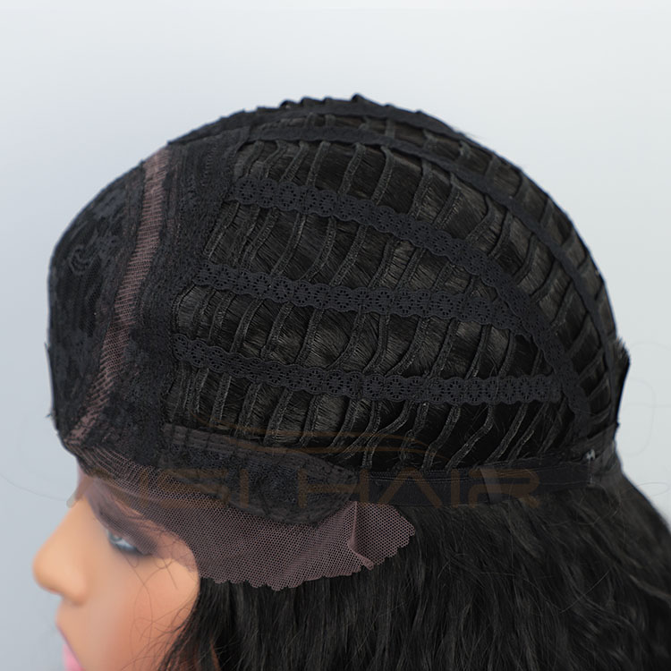 Aisi Hair 18 Inch Long Body Wave Natural Black Wig With Ponytail Swiss Lace Wig Water Wave Synthetic Hair Wigs For Black Women