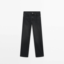 Women's barn style straight fit straight leg high waisted jeans