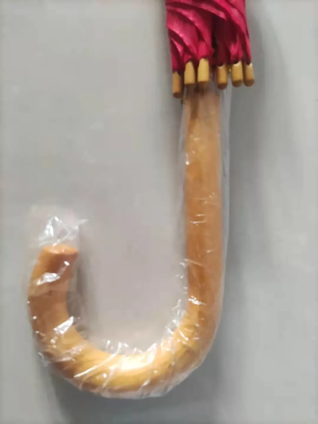 Wholesale Cheap Wooden Shaft Wooden Hook Handle Straight Umbrella with Logo Printing