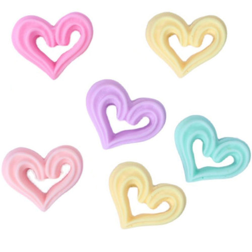 Schöne Pastell Hohle Herz Harz Flatback Cabochons Süße Liebe Herz Flat Back Verzierungen Scrapbooking Haarschmuck DIY