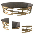 Oval Stainless Steel Brass Coffee Table