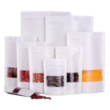Affordable Frosted White Kraft Self-Standing Self-Sealing Food Bags