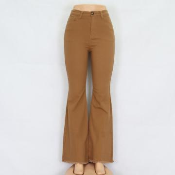 Women&#39;s Brown Flar La Vared Jeans Aangepaste groothandel