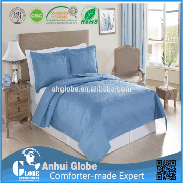 3d embroidered solid blue color elegant bedspread