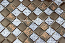 Electroplated glass resin blend mosaic tile for house wall cladding
