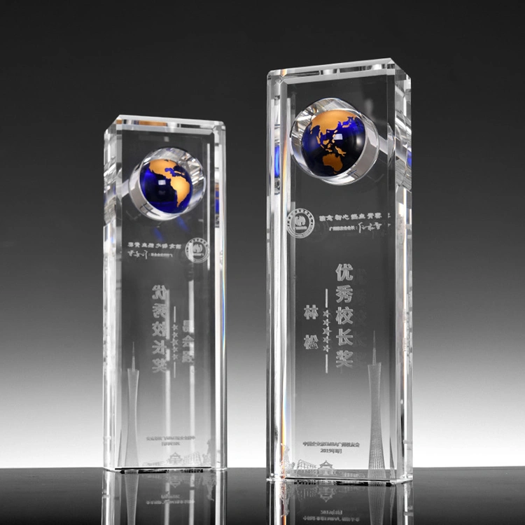 Crystal Award Golden with Technology Trophy Globe Metal