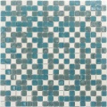 Blue mixed white glass mosaic tiles