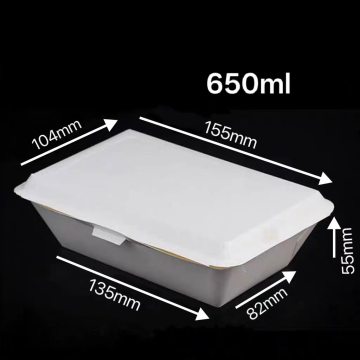 650ml White Disposable Clamshell Paper Lunch Box