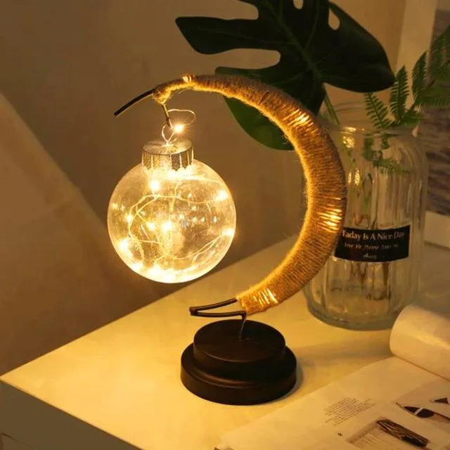 Enchanted 3D Moon Lamp with Twinkling Blue Star Lights