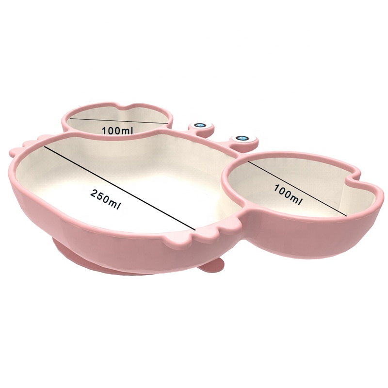 cute feeding set for baby silicon suction plate crab