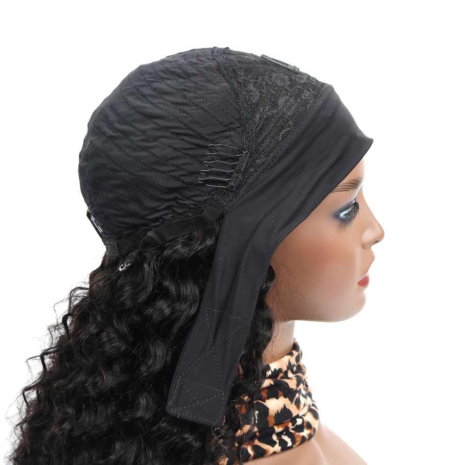 Full Cuticle Deep Curly Headband Wigs Human Hair GlueLess None Lace 10A Virgin Peruvian Head Band Human Hair Wigs