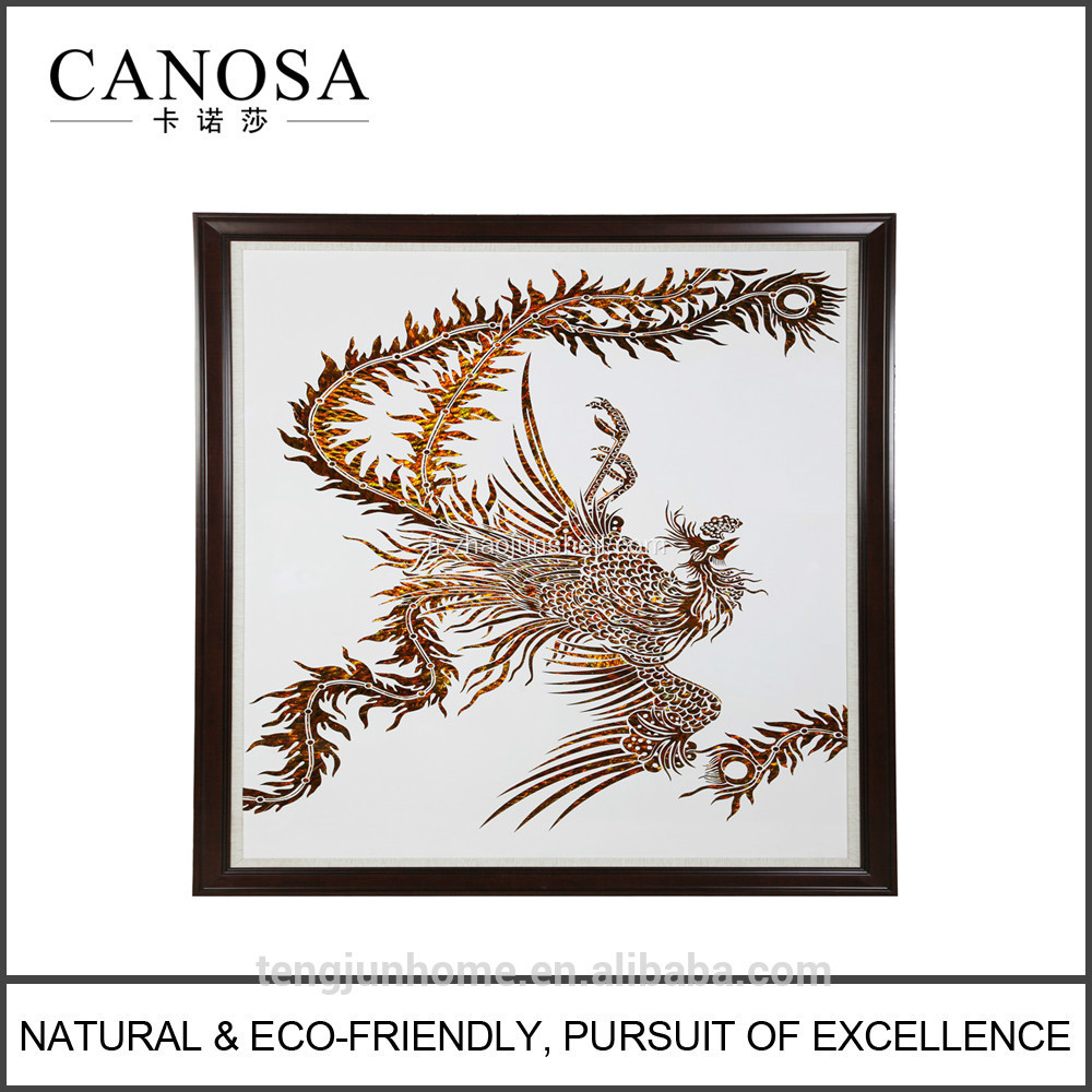 CANOSA Golden paua shell main engarving phoenix photo mur