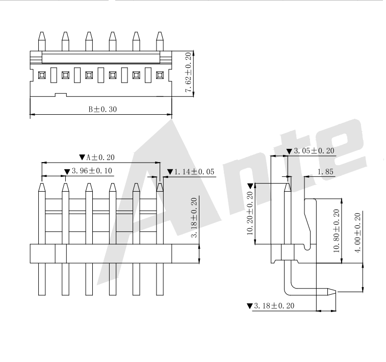 3.96mm IDC 90 ° Seri Konektor Wafer AW3963R-NP-FW