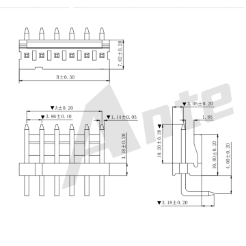 3.96mm IDC 90 ° Gofret Konnektör Serisi AW3963R-NP-FW