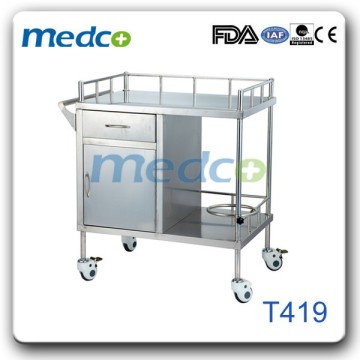 Hospital stainless steel treatment cart T419