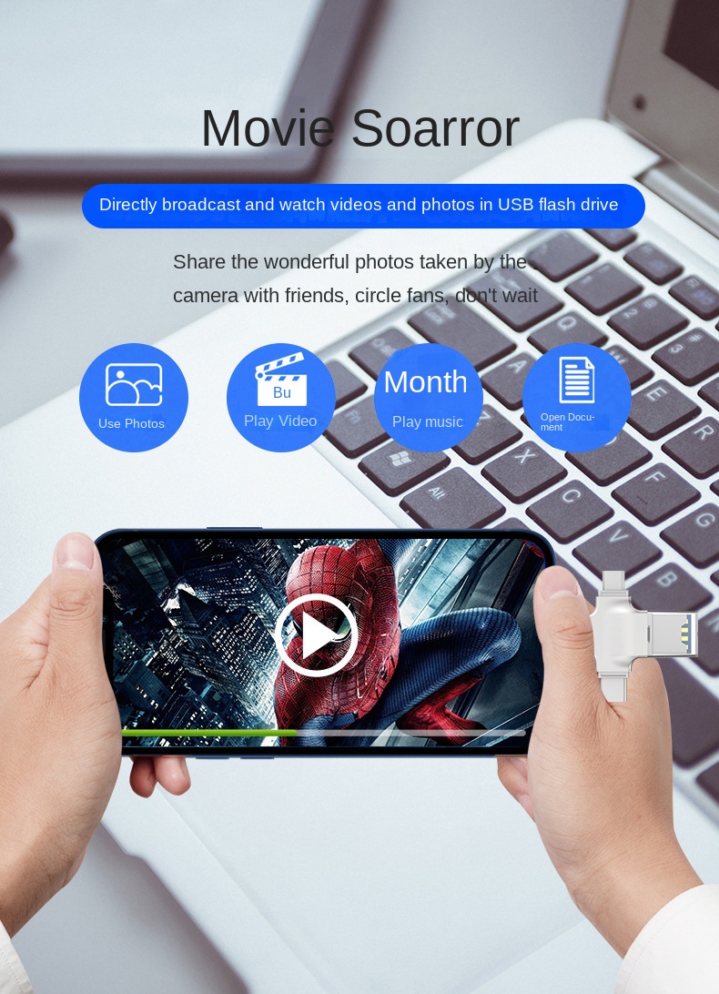 Micro Card Adapter USB 3.0 Micro SD to USB Card Reader OTG USB for Lightning Type Adapter 4 In 1 TF SD Card Reader
