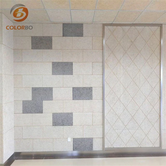 Square Wood Wool Sound-Absorbing Wall Panel with Decorative Function