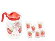 Transparent Tea Drinking Glasses / Glass Cup Sets With Apple Printed