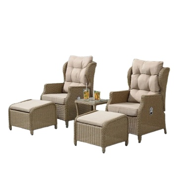 Outdoor Balcony Furniture Set: Rattan Sofa, Chair and Table