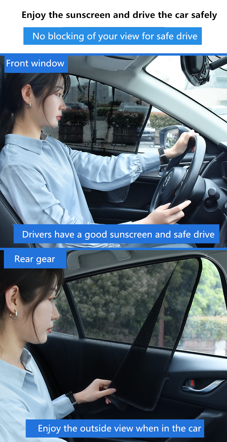 Fast delivery automatic nylon mesh sunshades strong magnetic roller plastic car curtains