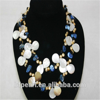 Unique Freshwater Pearl & Shell Beads Necklace