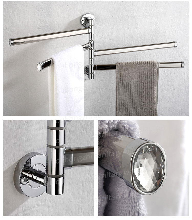 Factory Direct High Quality Bathroom Movable Towel Rack 304 Stainless Steel Folding Rotary Towel Bar Double