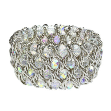 Colored crystal bangles with silver chain