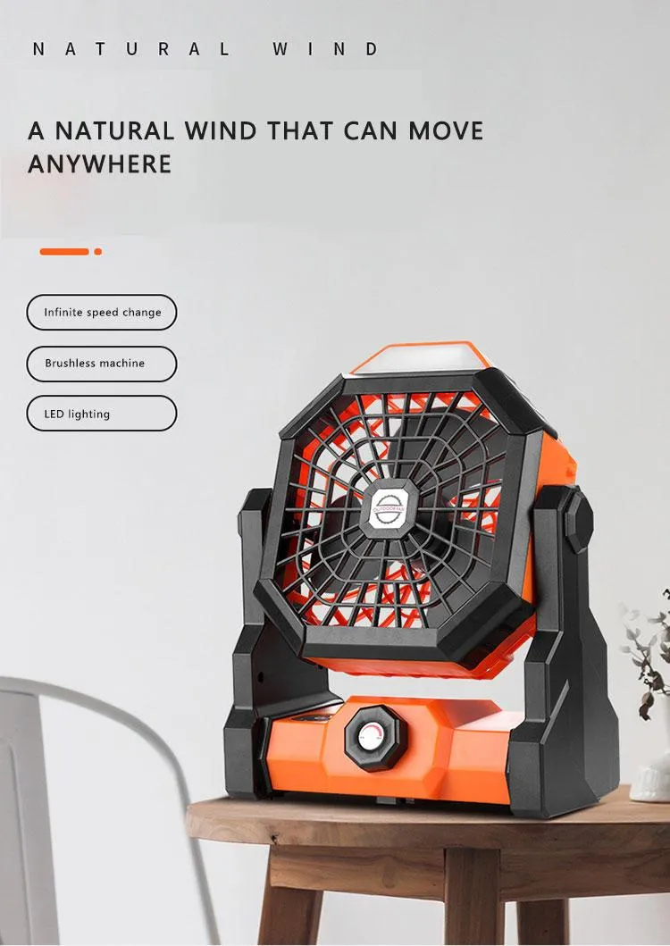 Portable Camping Fan with Large Wind and Charging Function